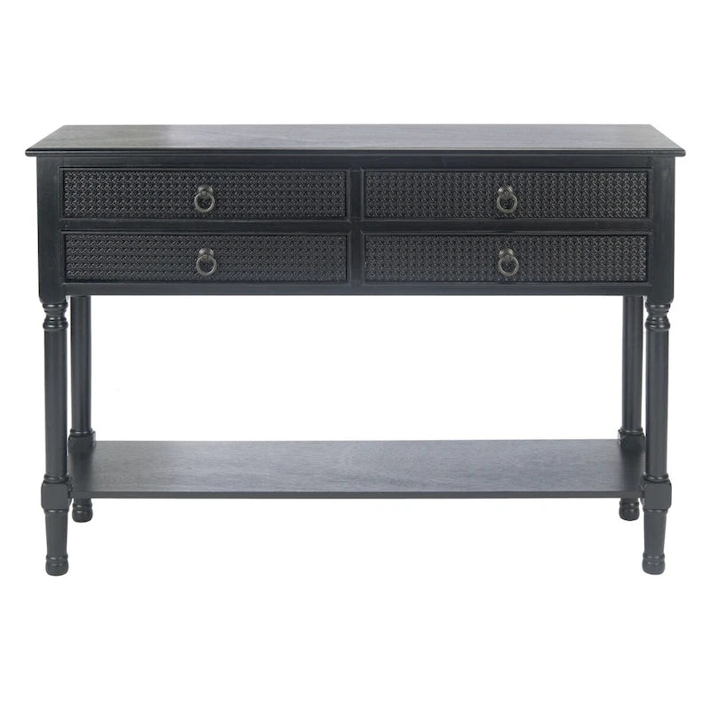 Console 4 tiroirs Blanc / Greige / Noir / Gris vieilli