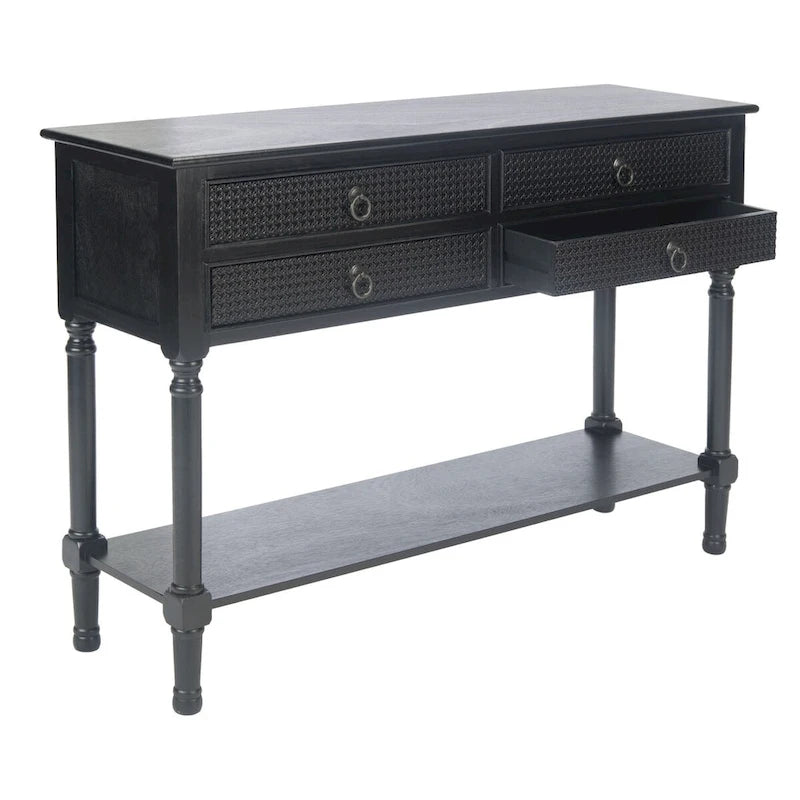 Console 4 tiroirs Blanc / Greige / Noir / Gris vieilli