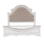 Lit, commode et miroir rembourrés Blanc antique / Bisque patiné – Grand lit/Très grand lit
