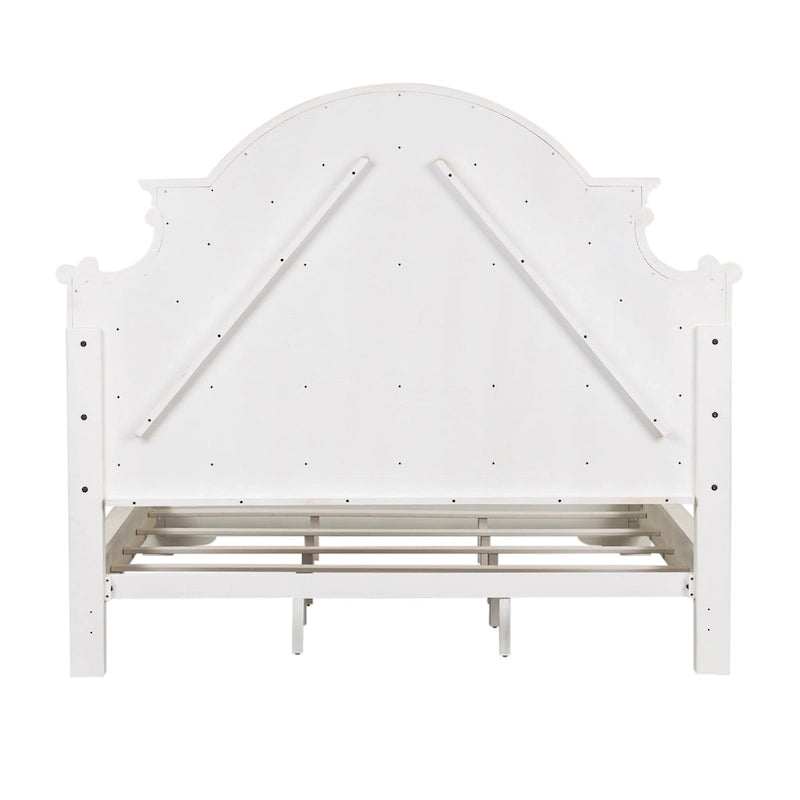 Lit, commode et miroir rembourrés Blanc antique / Bisque patiné – Grand lit/Très grand lit