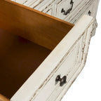 Lit, commode et miroir rembourrés Blanc antique / Bisque patiné – Grand lit/Très grand lit