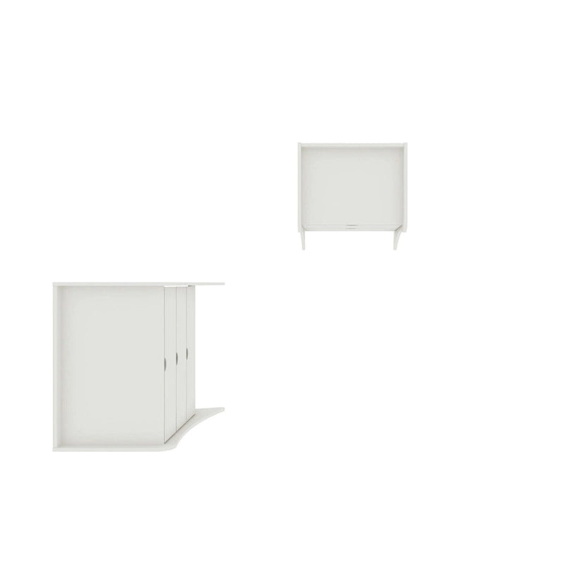 Ensemble commode et table de chevet 2 pièces blanc, style Mid-Century Modern