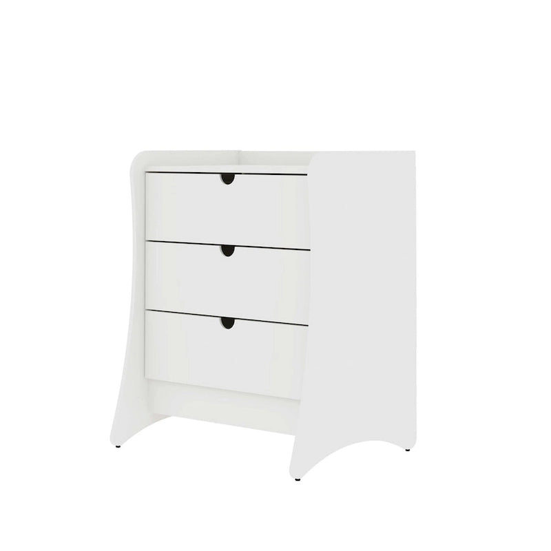 Ensemble commode et table de chevet 2 pièces blanc, style Mid-Century Modern