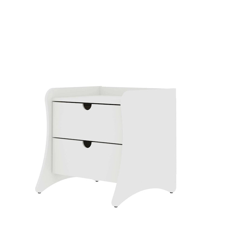 Ensemble commode et table de chevet 2 pièces blanc, style Mid-Century Modern