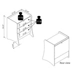 Ensemble commode et table de chevet 2 pièces blanc, style Mid-Century Modern