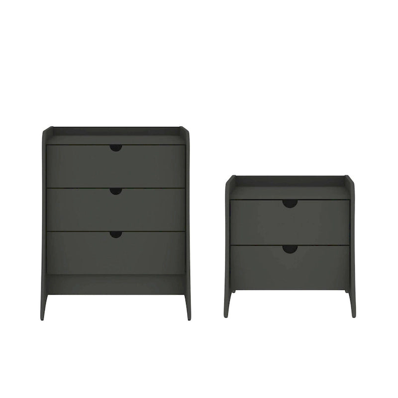Ensemble commode et table de chevet 2 pièces blanc, style Mid-Century Modern