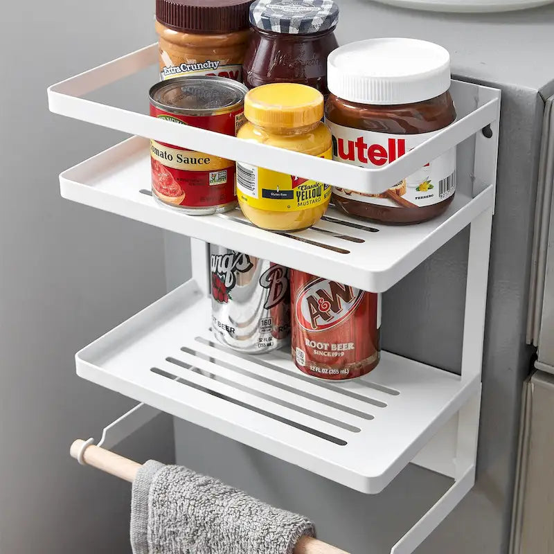 Étagère latérale magnétique pour réfrigérateur, blanc et noir, 1 personne