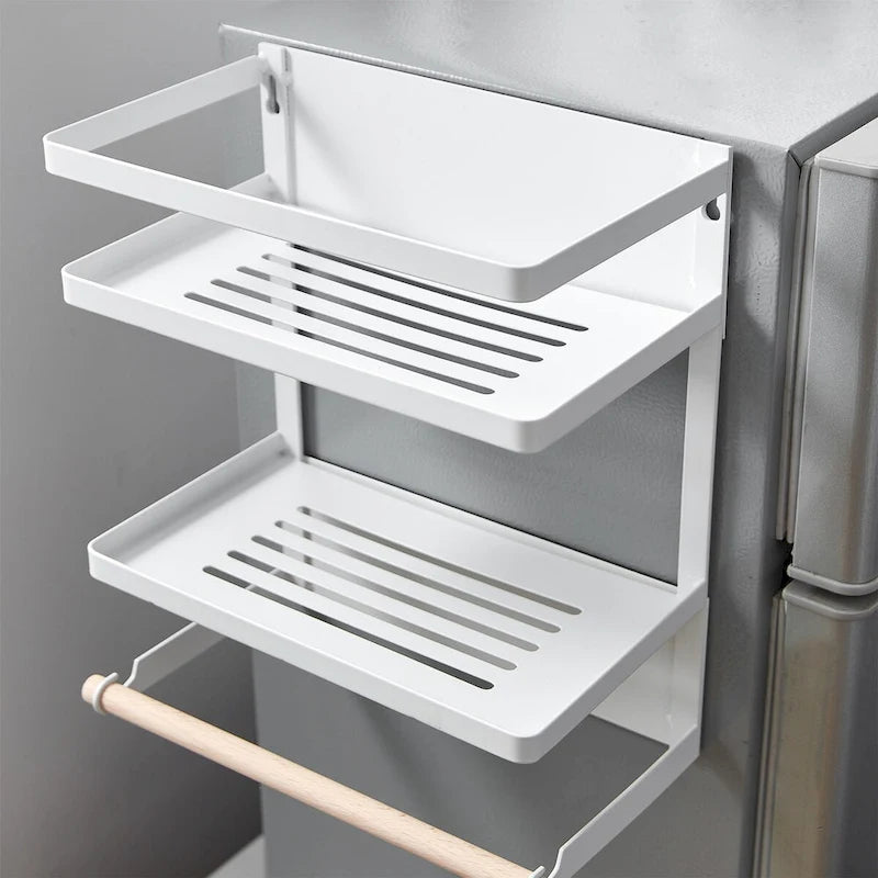 Étagère latérale magnétique pour réfrigérateur, blanc et noir, 1 personne