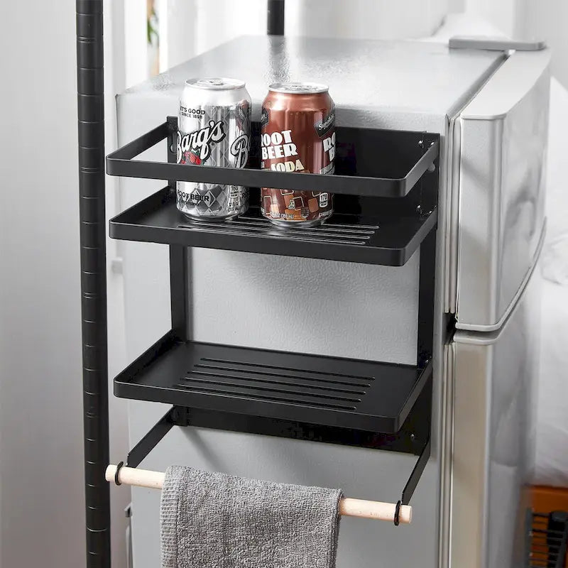 Étagère latérale magnétique pour réfrigérateur, blanc et noir, 1 personne