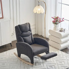 Fauteuil à bascule 1 place avec repose-pieds en tissu Teddy et lin Rose/Ivoire/Gris/Vert/Beige