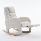 Fauteuil à bascule 1 place avec repose-pieds en tissu Teddy et lin Rose/Ivoire/Gris/Vert/Beige