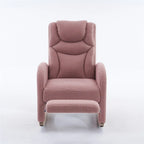 Fauteuil à bascule 1 place avec repose-pieds en tissu Teddy et lin Rose/Ivoire/Gris/Vert/Beige