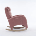 Fauteuil à bascule 1 place avec repose-pieds en tissu Teddy et lin Rose/Ivoire/Gris/Vert/Beige