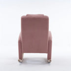 Fauteuil à bascule 1 place avec repose-pieds en tissu Teddy et lin Rose/Ivoire/Gris/Vert/Beige