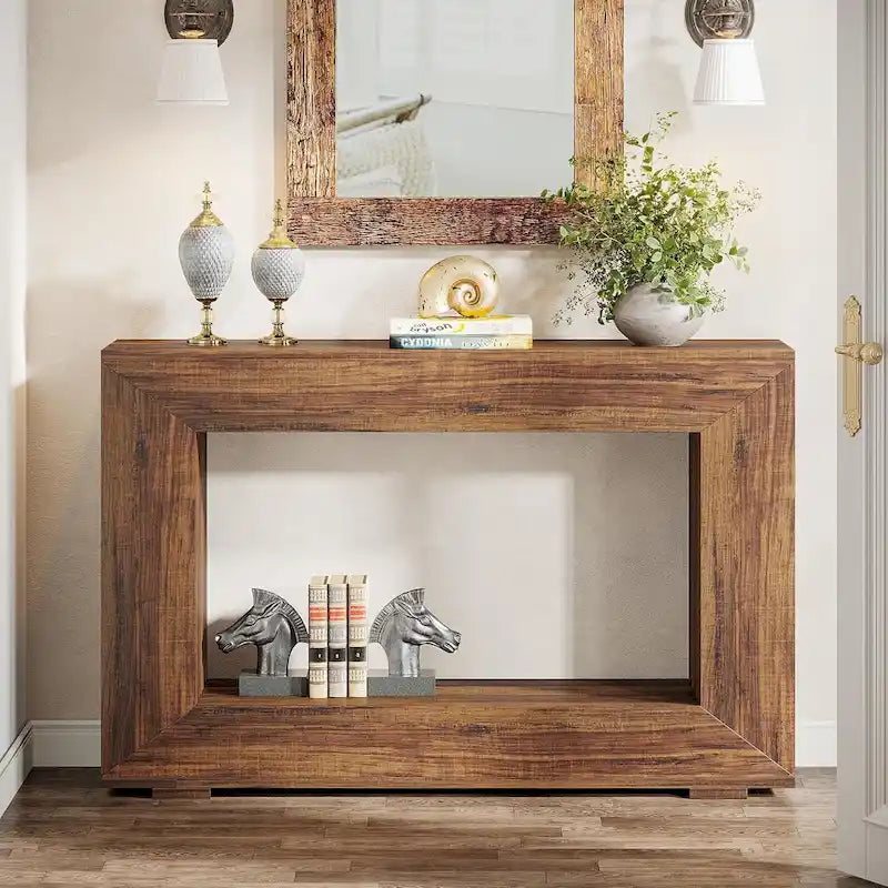 Console de ferme (marron vintage / marron / gris délavé), 1 étagère, 1 espace