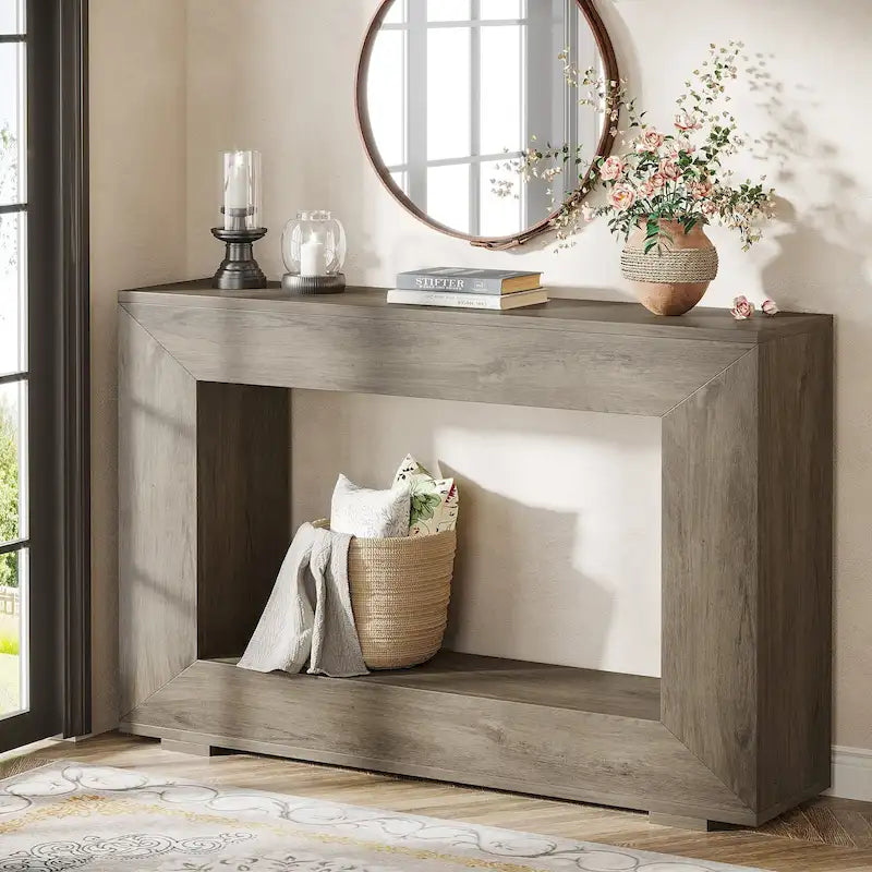 Console de ferme (marron vintage / marron / gris délavé), 1 étagère, 1 espace