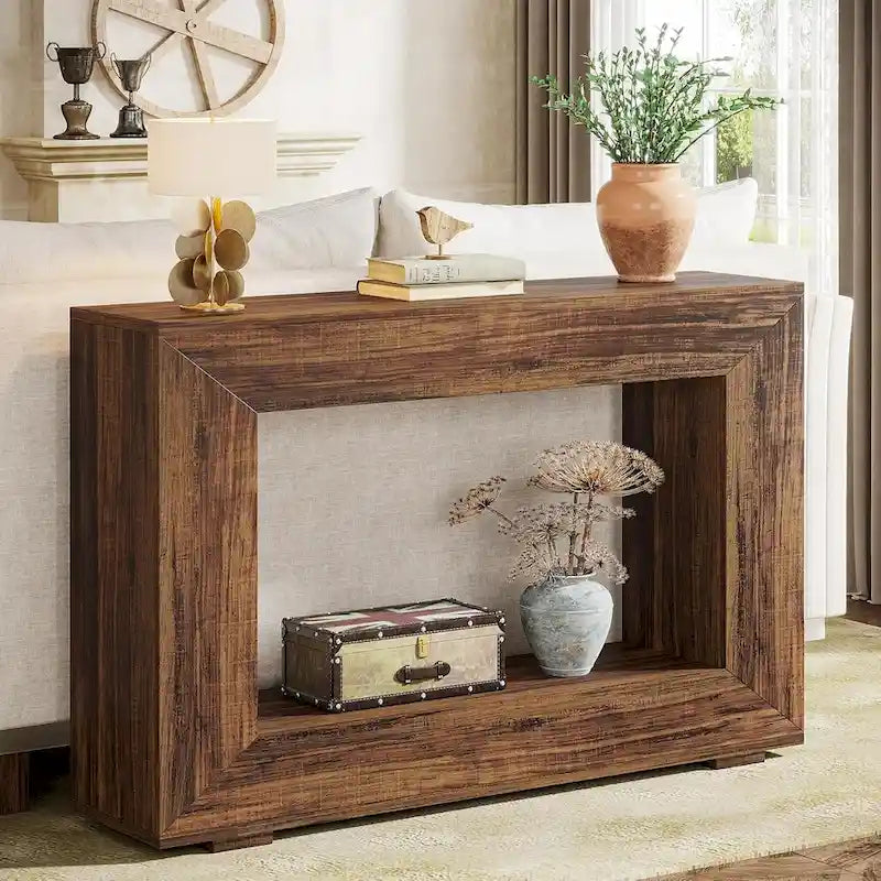 Console de ferme (marron vintage / marron / gris délavé), 1 étagère, 1 espace