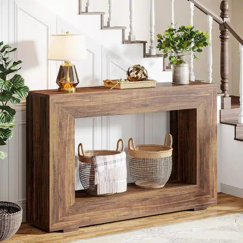 Console de ferme (marron vintage / marron / gris délavé), 1 étagère, 1 espace