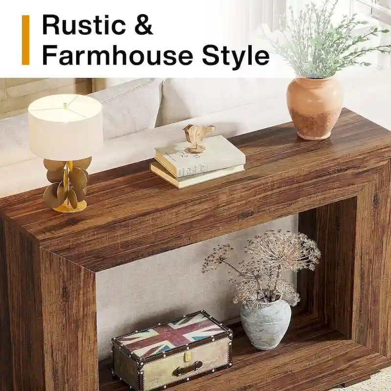 Console de ferme (marron vintage / marron / gris délavé), 1 étagère, 1 espace