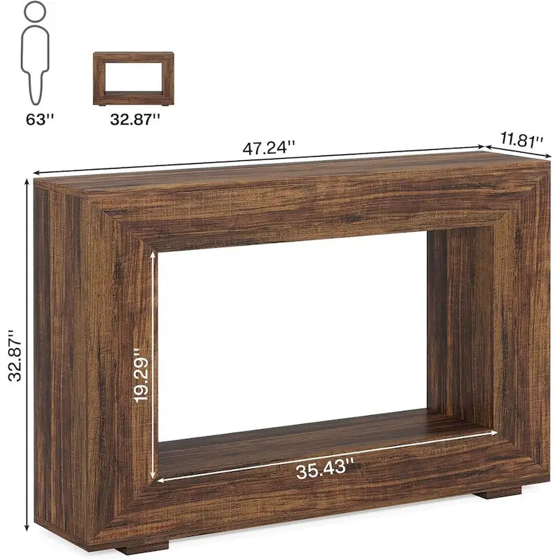 Console de ferme (marron vintage / marron / gris délavé), 1 étagère, 1 espace