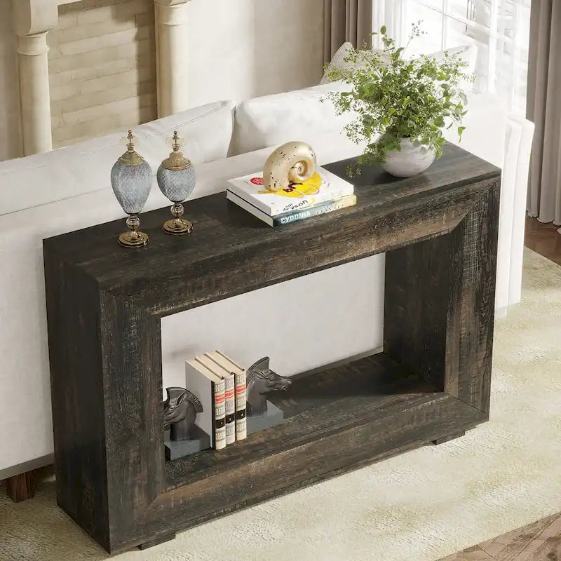 Console de ferme (marron vintage / marron / gris délavé), 1 étagère, 1 espace