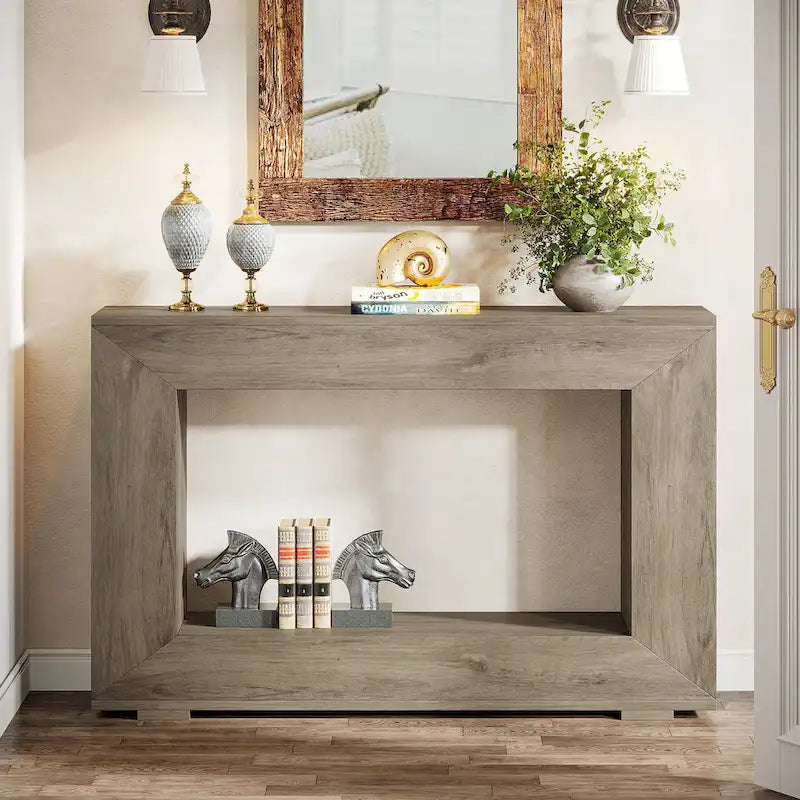 Console de ferme (marron vintage / marron / gris délavé), 1 étagère, 1 espace