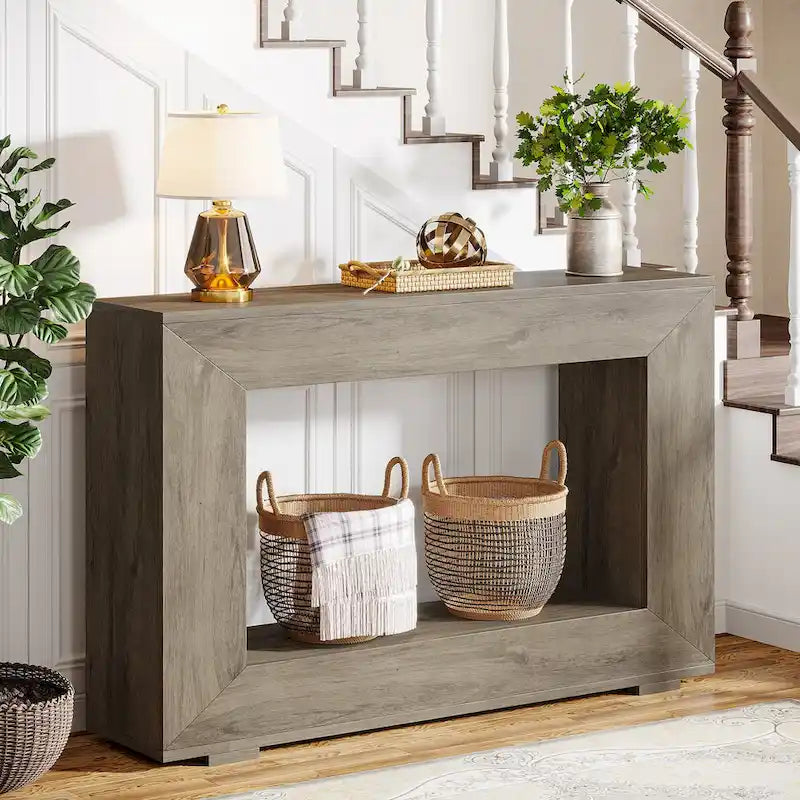 Console de ferme (marron vintage / marron / gris délavé), 1 étagère, 1 espace