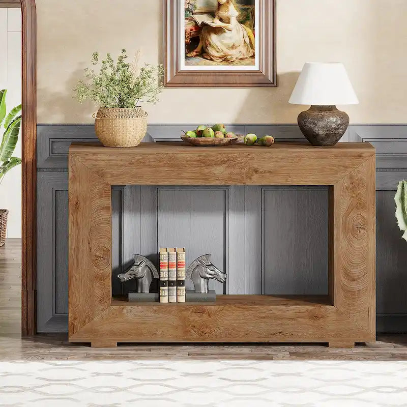 Console de ferme (marron vintage / marron / gris délavé), 1 étagère, 1 espace