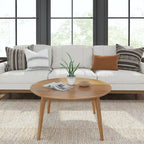 Table basse ronde Mid-Century Modern – Noyer / Noyer de pécan / Noir, 91 cm, 1 personne