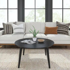 Table basse ronde Mid-Century Modern – Noyer / Noyer de pécan / Noir, 91 cm, 1 personne