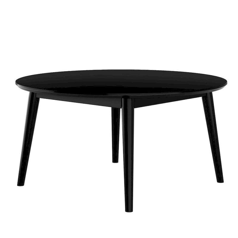 Table basse ronde Mid-Century Modern – Noyer / Noyer de pécan / Noir, 91 cm, 1 personne
