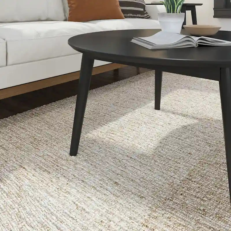 Table basse ronde Mid-Century Modern – Noyer / Noyer de pécan / Noir, 91 cm, 1 personne