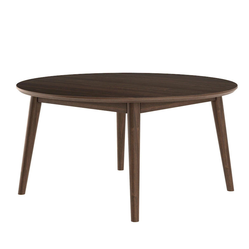 Table basse ronde Mid-Century Modern – Noyer / Noyer de pécan / Noir, 91 cm, 1 personne