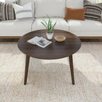 Table basse ronde Mid-Century Modern – Noyer / Noyer de pécan / Noir, 91 cm, 1 personne