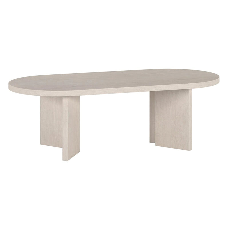 Table basse ovale chêne gris vieilli / grain noir / aulne blanc