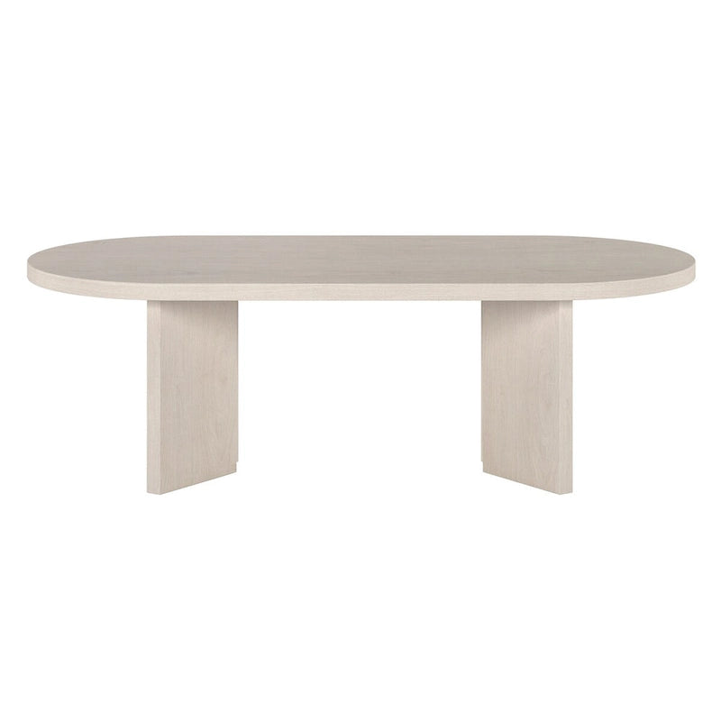 Table basse ovale chêne gris vieilli / grain noir / aulne blanc
