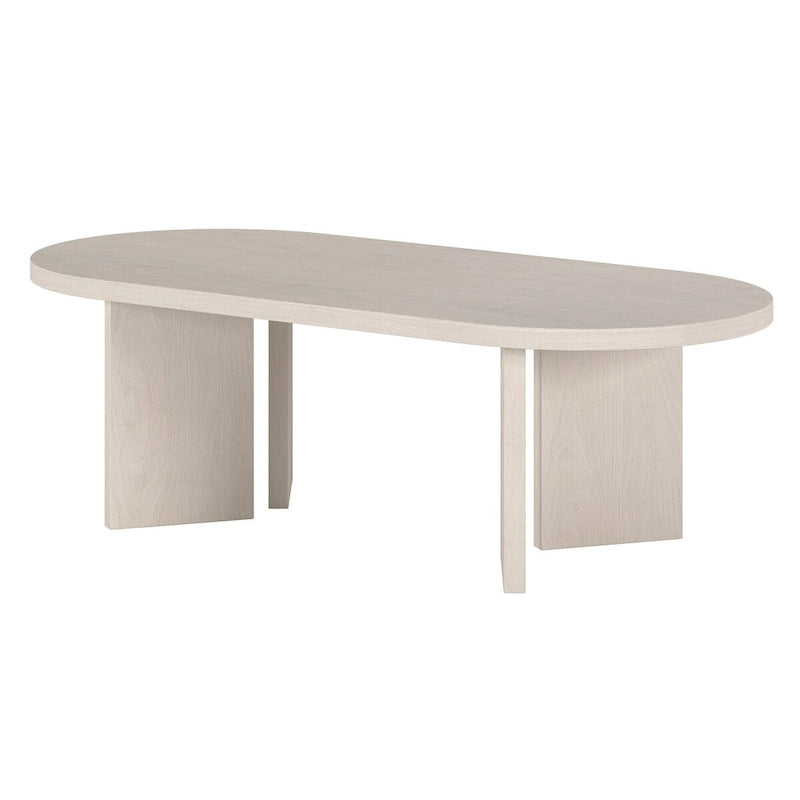 Table basse ovale chêne gris vieilli / grain noir / aulne blanc