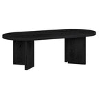 Table basse ovale chêne gris vieilli / grain noir / aulne blanc