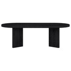 Table basse ovale chêne gris vieilli / grain noir / aulne blanc