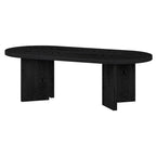 Table basse ovale chêne gris vieilli / grain noir / aulne blanc