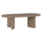 Table basse ovale chêne gris vieilli / grain noir / aulne blanc