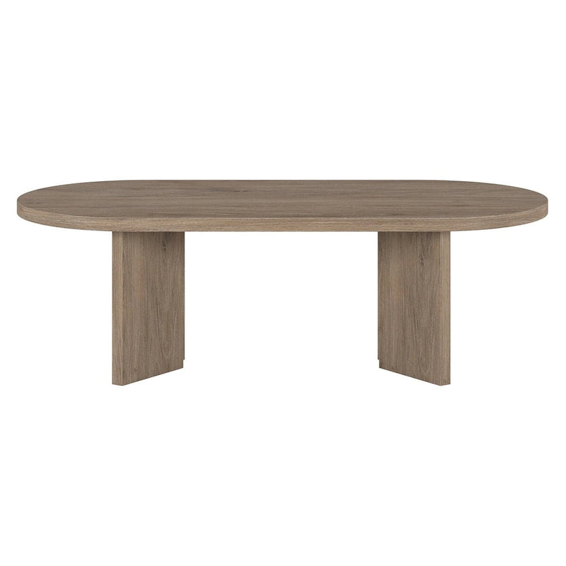 Table basse ovale chêne gris vieilli / grain noir / aulne blanc