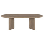 Table basse ovale chêne gris vieilli / grain noir / aulne blanc