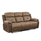 Canapé inclinable manuel double marron, 2 places, revêtement en microfibre