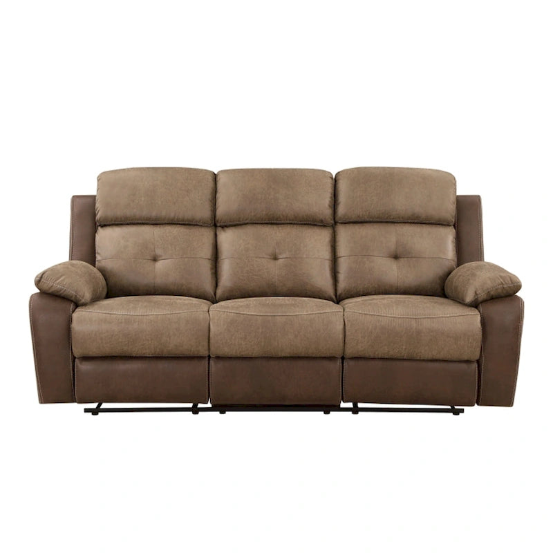Canapé inclinable manuel double marron, 2 places, revêtement en microfibre