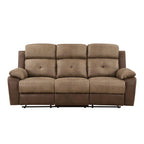 Canapé inclinable manuel double marron, 2 places, revêtement en microfibre
