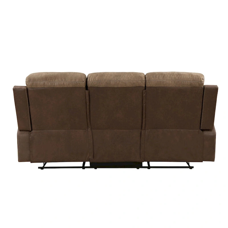 Canapé inclinable manuel double marron, 2 places, revêtement en microfibre