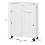 Meuble de rangement de salle de bain fin blanc avec roulettes, utilisation individuelle