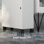 Meuble de rangement de salle de bain fin blanc avec roulettes, utilisation individuelle