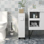 Meuble de rangement de salle de bain fin blanc avec roulettes, utilisation individuelle